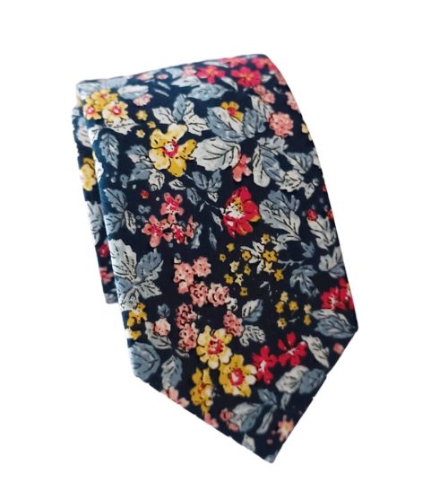 corbata algodon estampado floral